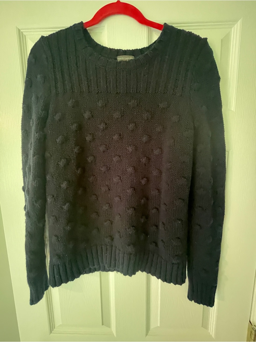 Women's Vince Camuto Navy Textured Knit Crewneck Sweater - Size M